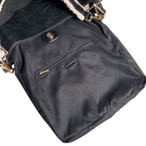 Ah-Dorned Sherpa Trim Vegan Leather Crossbody Shoulder Bag - Picture 7 of 12